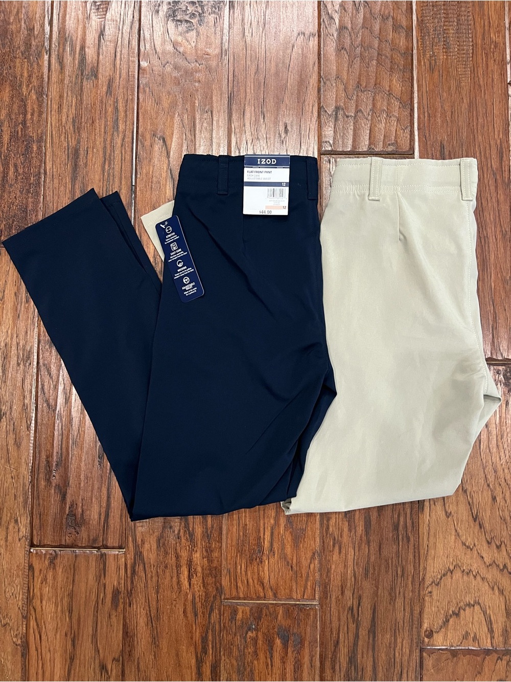 IZOD Boy’s Navy and Khaki Flat-Front Pants